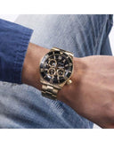 Buy Shop Guess Chaser Chronograph Black Dial Gold Steel Strap Watch for Men - W0170G2 USA Online