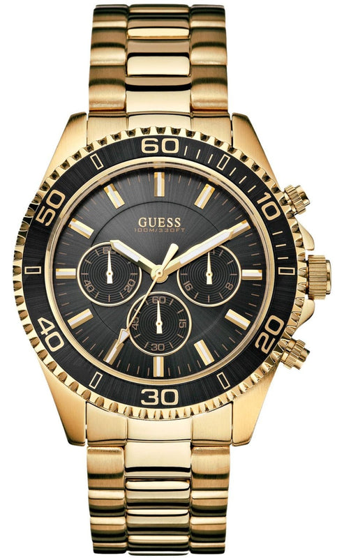 Buy Shop Guess Chaser Chronograph Black Dial Gold Steel Strap Watch for Men - W0170G2 USA Online