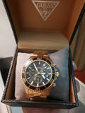 Buy Shop Guess Chaser Chronograph Black Dial Rose Gold Steel Strap Watch for Men - W0170G3 USA Online