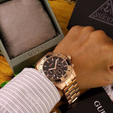 Buy Shop Guess Chaser Chronograph Black Dial Rose Gold Steel Strap Watch for Men - W0170G3 USA Online