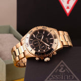Buy Shop Guess Chaser Chronograph Black Dial Rose Gold Steel Strap Watch for Men - W0170G3 USA Online