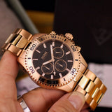 Buy Shop Guess Chaser Chronograph Black Dial Rose Gold Steel Strap Watch for Men - W0170G3 USA Online
