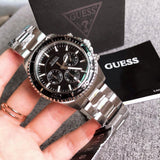 Buy Shop Guess Chaser Chronograph Black Dial Silver Steel Strap Watch for Men - W0170G1 USA Online