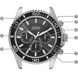 Buy Shop Guess Chaser Chronograph Black Dial Silver Steel Strap Watch for Men - W0170G1 USA Online