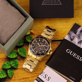 Buy Shop Guess Chaser Multifunction Blue Dial Gold Steel Strap Watch for Men - W0172G5 USA Online