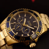 Buy Shop Guess Chaser Multifunction Blue Dial Gold Steel Strap Watch for Men - W0172G5 USA Online