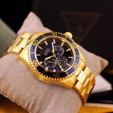 Buy Shop Guess Chaser Multifunction Blue Dial Gold Steel Strap Watch for Men - W0172G5 USA Online