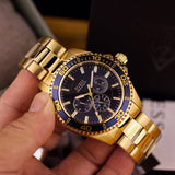 Buy Shop Guess Chaser Multifunction Blue Dial Gold Steel Strap Watch for Men - W0172G5 USA Online