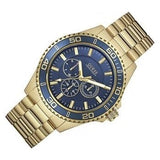 Buy Shop Guess Chaser Multifunction Blue Dial Gold Steel Strap Watch for Men - W0172G5 USA Online