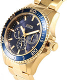 Buy Shop Guess Chaser Multifunction Blue Dial Gold Steel Strap Watch for Men - W0172G5 USA Online
