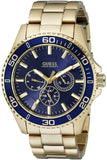 Buy Shop Guess Chaser Multifunction Blue Dial Gold Steel Strap Watch for Men - W0172G5 USA Online