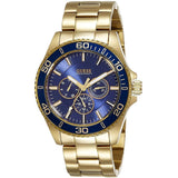 Buy Shop Guess Chaser Multifunction Blue Dial Gold Steel Strap Watch for Men - W0172G5 USA Online