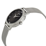 Guess Chelsea Crystals Black Dial Silver Mesh Bracelet Watch For Women - W0647L5