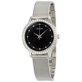 Guess Chelsea Crystals Black Dial Silver Mesh Bracelet Watch For Women - W0647L5