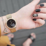 Buy Shop Guess Chelsea Crystals Black Dial Gold Mesh Bracelet Watch For Women - W0647L8 USA Online
