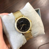 Buy Shop Guess Chelsea Crystals Black Dial Gold Mesh Bracelet Watch For Women - W0647L8 USA Online