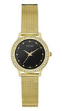 Buy Shop Guess Chelsea Crystals Black Dial Gold Mesh Bracelet Watch For Women - W0647L8 USA Online