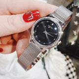 Buy Shop Guess Chelsea Crystals Black Dial Silver Mesh Bracelet Watch For Women - W0647L5 USA Online