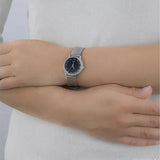 Buy Shop Guess Chelsea Crystals Black Dial Silver Mesh Bracelet Watch For Women - W0647L5 USA Online