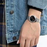 Buy Shop Guess Chelsea Crystals Black Dial Silver Mesh Bracelet Watch For Women - W0647L5 USA Online