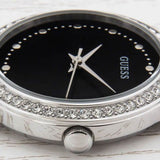 Buy Shop Guess Chelsea Crystals Black Dial Silver Mesh Bracelet Watch For Women - W0647L5 USA Online
