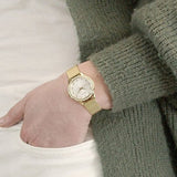 Buy Shop Guess Chelsea Crystals Mother of Pearl White Dial Gold Mesh Bracelet Watch For Women - W0647L7 USA Online