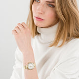 Buy Shop Guess Chelsea Crystals Mother of Pearl White Dial Gold Mesh Bracelet Watch For Women - W0647L7 USA Online