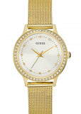 Buy Shop Guess Chelsea Crystals Mother of Pearl White Dial Gold Mesh Bracelet Watch For Women - W0647L7 USA Online