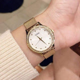 Buy Shop Guess Chelsea Mother of Pearl White Dial Gold Mesh Strap Watch For Women - W0647L3 USA Online