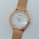 Buy Shop Guess Chelsea Mother of Pearl White Dial Rose Gold Mesh Strap Watch For Women - W0647L2 USA Online