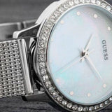 Buy Shop Guess Chelsea Mother of Pearl White Dial Silver Mesh Strap Watch For Women - W0647L1 USA Online