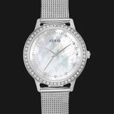 Buy Shop Guess Chelsea Mother of Pearl White Dial Silver Mesh Strap Watch For Women - W0647L1 USA Online