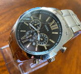 Buy Shop Guess Chronograph Black Dial Silver Steel Strap Watch for Men - W0193G2 USA Online