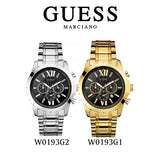 Buy Shop Guess Chronograph Black Dial Silver Steel Strap Watch for Men - W0193G2 USA Online