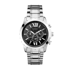 Buy Shop Guess Chronograph Black Dial Silver Steel Strap Watch for Men - W0193G2 USA Online