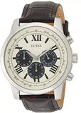 Buy Shop Guess Chronograph Quartz White Dial Brown Leather Strap Watch For Men - W0380G1 USA Online