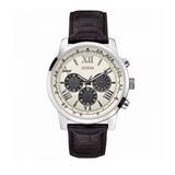 Buy Shop Guess Chronograph Quartz White Dial Brown Leather Strap Watch For Men - W0380G1 USA Online