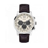 Buy Shop Guess Chronograph Quartz White Dial Brown Leather Strap Watch For Men - W0380G1 USA Online