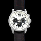 Buy Shop Guess Chronograph Quartz White Dial Brown Leather Strap Watch For Men - W0380G1 USA Online