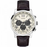 Buy Shop Guess Chronograph Quartz White Dial Brown Leather Strap Watch For Men - W0380G1 USA Online