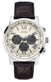 Buy Shop Guess Chronograph Quartz White Dial Brown Leather Strap Watch For Men - W0380G1 USA Online