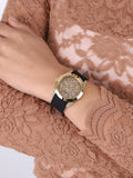 Buy Shop Guess Clarity Gold Dial Black Silicone Strap Watch for Women - GW0109L1 USA Online