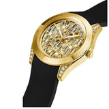 Buy Shop Guess Clarity Gold Dial Black Silicone Strap Watch for Women - GW0109L1 USA Online