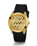 Buy Shop Guess Clarity Gold Dial Black Silicone Strap Watch for Women - GW0109L1 USA Online