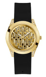 Buy Shop Guess Clarity Gold Dial Black Silicone Strap Watch for Women - GW0109L1 USA Online