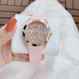 Buy Shop Guess Clarity Gold Dial Pink Silicone Strap Watch for Women - GW0109L2 USA Online