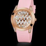 Buy Shop Guess Clarity Gold Dial Pink Silicone Strap Watch for Women - GW0109L2 USA Online