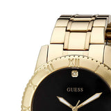 Buy Shop Guess Classic Diamonds Black Dial Gold Steel Strap Watch for Men - W0416G2 USA Online