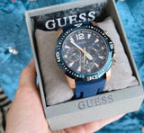Buy Shop Guess Commander Blue Dial Blue Rubber Strap Watch for Men - GW0211G4 USA Online