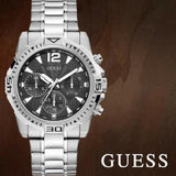 Buy Shop Guess Commander Chronograph Black Dial Silver Steel Strap Watch for Men - GW0056G1 USA Online